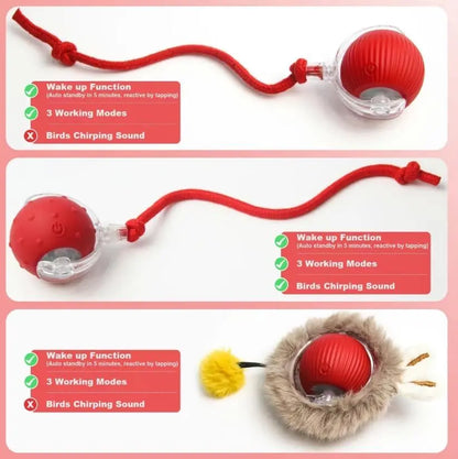 Cat&Dog Toy Interactive Ball with Bird Chirping Sound USB Rechargeable Anti-Depression Fun Gift for Cats&Dogs Smart Motion Sensor Anti-Lost Chew-Resistant Design Ultra-Quiet Operation Long-Lasting Battery Multi-Surface Compatibility,Dog Products, Cat Toys