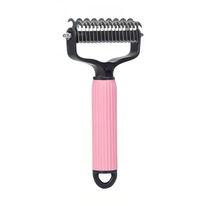 Double-Sided Cat Shedding Dematting Comb Deshedding Dog Brush, Pet Undercoat Rake Grooming Brush for Long Haired Dogs, Matted Fur Remover for Cats