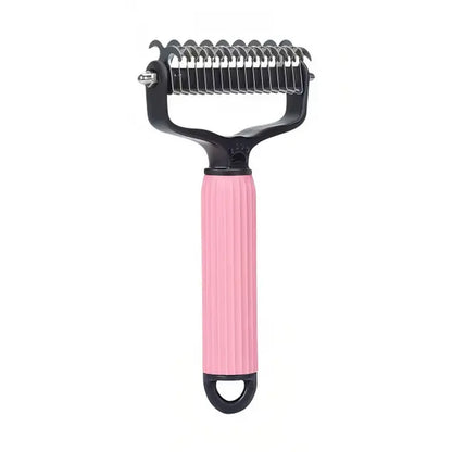 Double-Sided Cat Shedding Dematting Comb Deshedding Dog Brush, Pet Undercoat Rake Grooming Brush for Long Haired Dogs, Matted Fur Remover for Cats