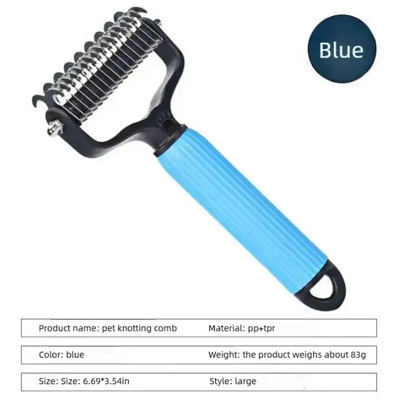 Double-Sided Cat Shedding Dematting Comb Deshedding Dog Brush, Pet Undercoat Rake Grooming Brush for Long Haired Dogs, Matted Fur Remover for Cats