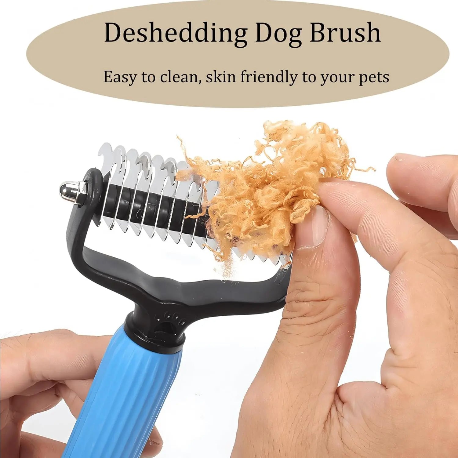 Double-Sided Cat Shedding Dematting Comb Deshedding Dog Brush, Pet Undercoat Rake Grooming Brush for Long Haired Dogs, Matted Fur Remover for Cats