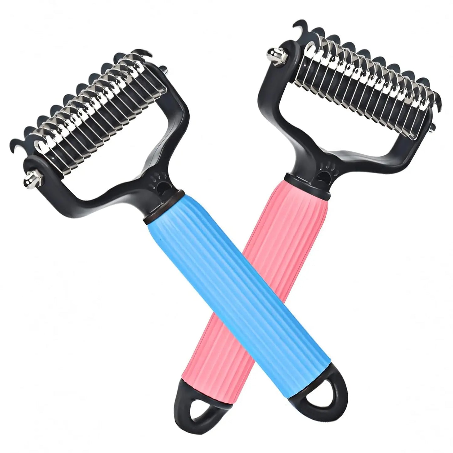 Double-Sided Cat Shedding Dematting Comb Deshedding Dog Brush, Pet Undercoat Rake Grooming Brush for Long Haired Dogs, Matted Fur Remover for Cats