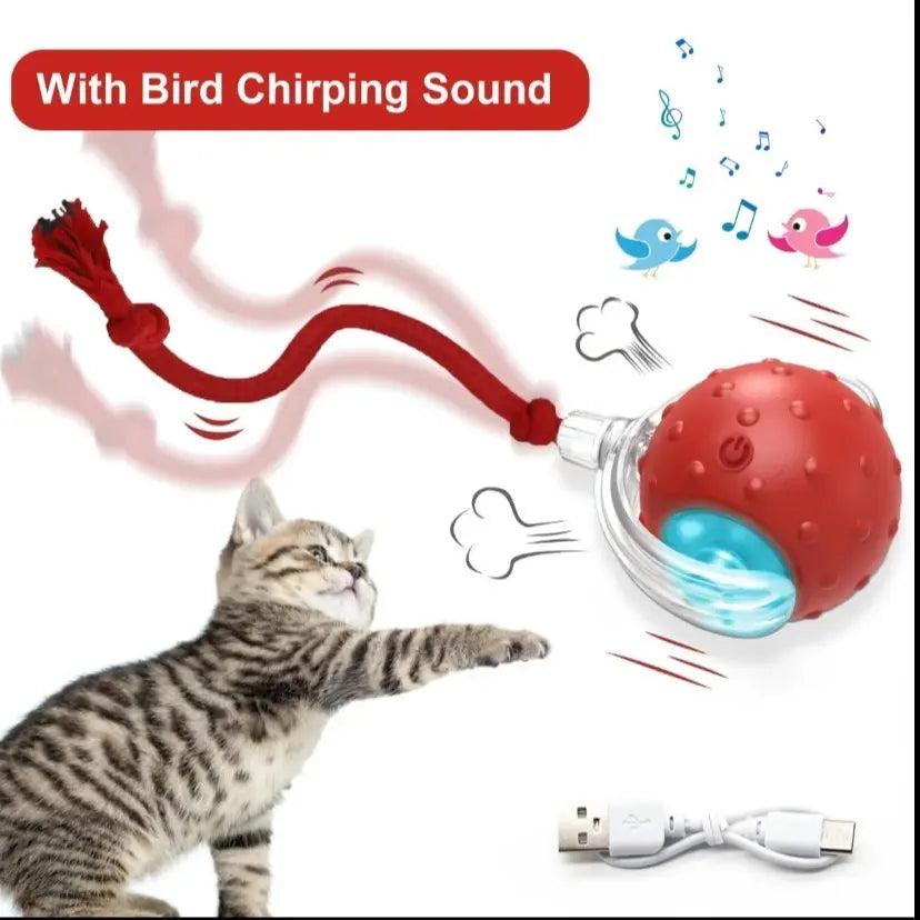 Cat&Dog Toy Interactive Ball with Bird Chirping Sound USB Rechargeable Anti-Depression Fun Gift for Cats&Dogs Smart Motion Sensor Anti-Lost Chew-Resistant Design Ultra-Quiet Operation Long-Lasting Battery Multi-Surface Compatibility,Dog Products, Cat Toys