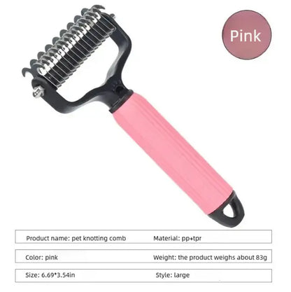 Double-Sided Cat Shedding Dematting Comb Deshedding Dog Brush, Pet Undercoat Rake Grooming Brush for Long Haired Dogs, Matted Fur Remover for Cats